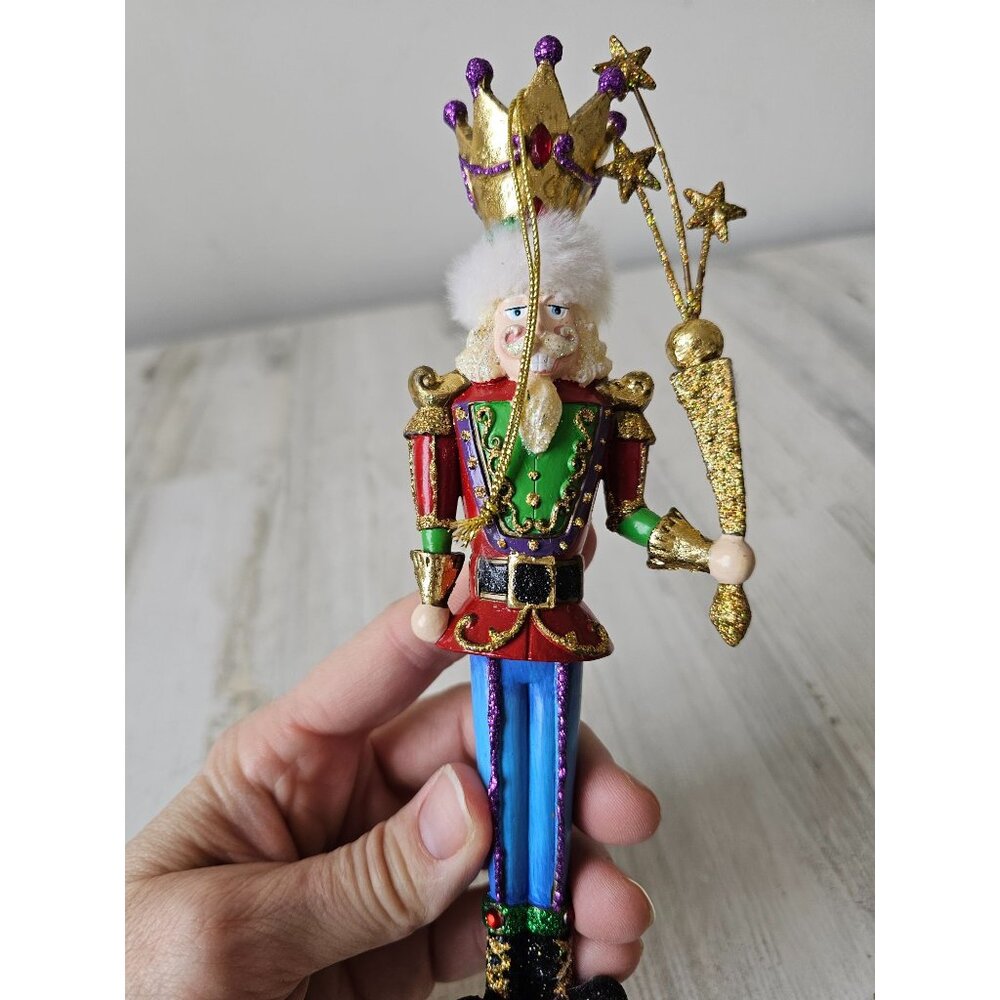 Glitter nutcracker star ornament large unique sparkle Xmas tree
